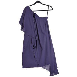 Alfred Angelo One Shoulder Chiffon Dress Womens 2 Purple Cocktail Party Formal